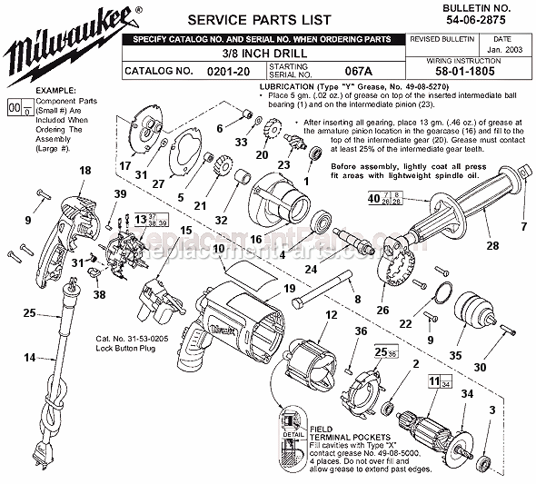Milwaukee 0201-20 (SER 067A) Electric Drill / Driver Page A Diagram