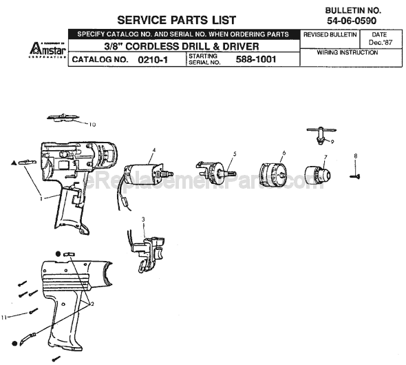 Milwaukee 0210-1 (SER 588-1001) Cordless Drill / Driver Page A Diagram