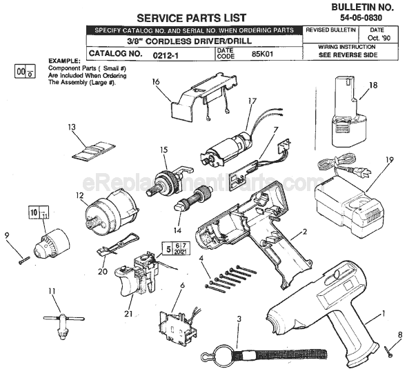 Milwaukee 0212-1 (SER 85K01) Cordless Drill / Driver Page A Diagram