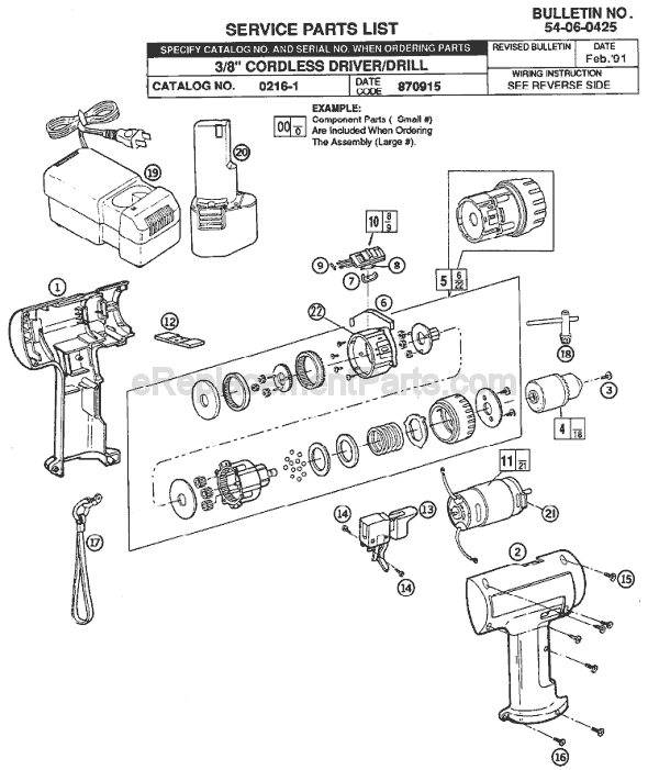 Milwaukee 0216-1 (SER 870915) Cordless Drill / Driver Page A Diagram