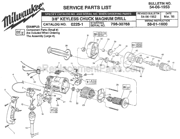 Milwaukee 0225-1 (SER 796-30768) Electric Drill / Driver Page A Diagram