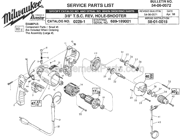 Milwaukee 0228-1 (SER 689-189001) Electric Drill / Driver Page A Diagram
