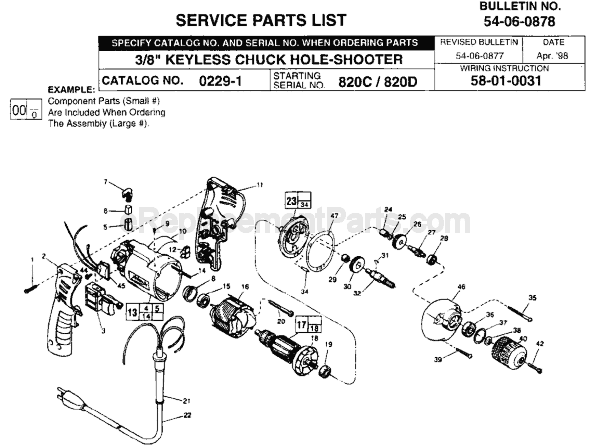 Milwaukee 0229-1 (SER 820C) Electric Drill / Driver Page A Diagram