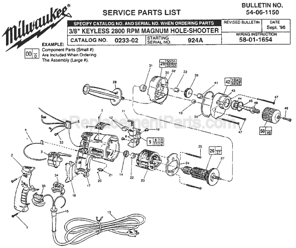 Milwaukee 0233-02 (SER 924A) Electric Drill / Driver Page A Diagram