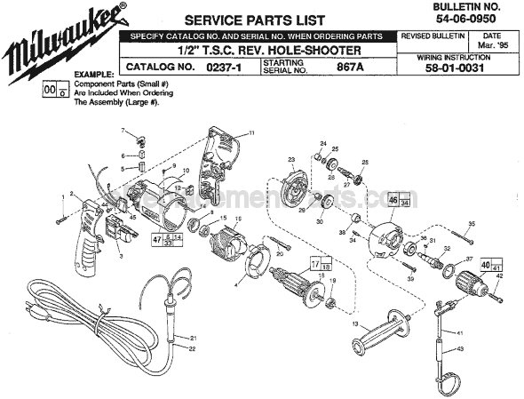 Milwaukee 0237-1 (SER 867A) Electric Drill / Driver Page A Diagram
