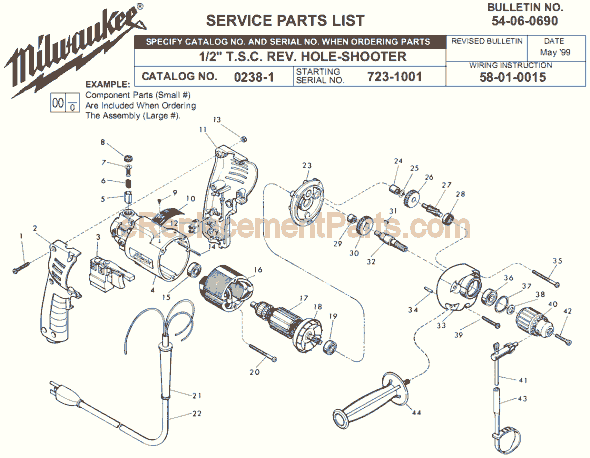 Milwaukee 0238-1 (SER 723-1001) Electric Drill / Driver Page A Diagram