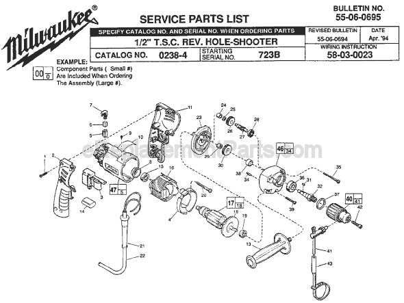 Milwaukee 0238-4 (SER 723B) Electric Drill / Driver Page A Diagram