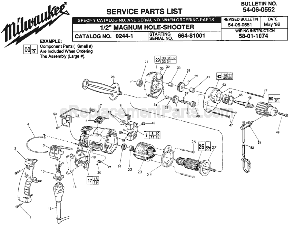 Milwaukee 0244-1 (SER 664-81001) Electric Drill / Driver Page A Diagram