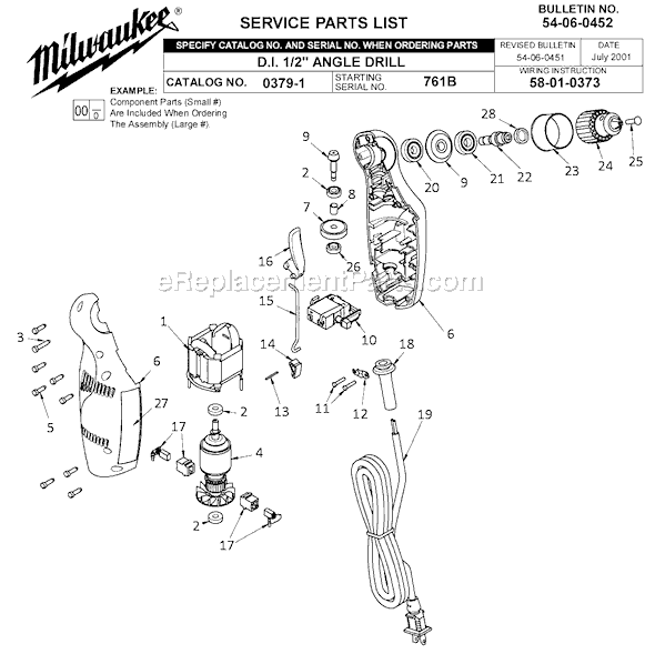 Milwaukee 0379-1 (SER 761B) Drill Page A Diagram