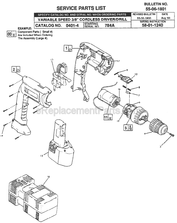 Milwaukee 0401-4 (SER 784A) Cordless Drill / Driver Page A Diagram