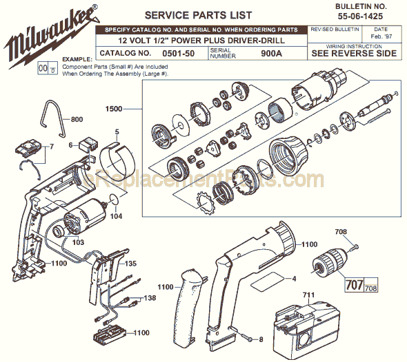 Milwaukee 0501-50 (SER 900A) Cordless Drill / Driver Page A Diagram