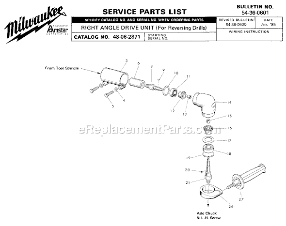 Milwaukee 48-06-2871 Right Angle Drive Unit Page A Diagram