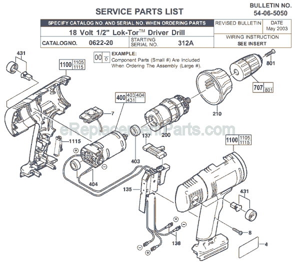 Milwaukee 0622-20 (SER 312A) Cordless Drill / Driver Page A Diagram