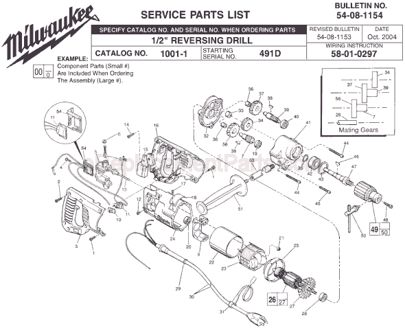 Milwaukee 1001-1 (SER 491D) Electric Drill / Driver Page A Diagram