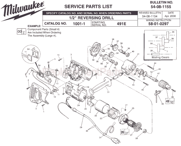 Milwaukee 1001-1 (SER 491E) Electric Drill / Driver Page A Diagram