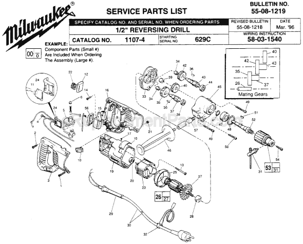 Milwaukee 1107-4 (SER 629C) Electric Drill / Driver Page A Diagram