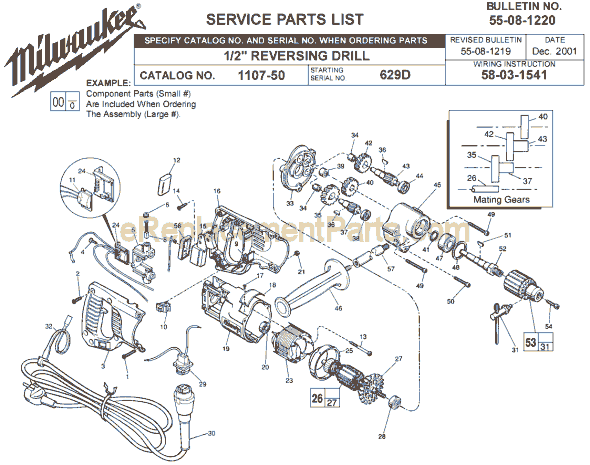 Milwaukee 1107-50 (SER 629D) Electric Drill / Driver Page A Diagram