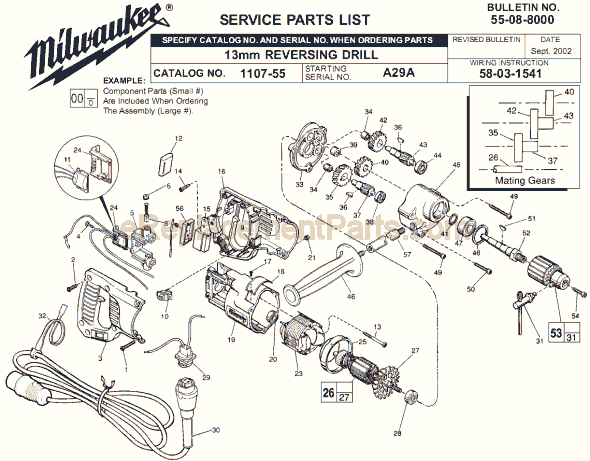 Milwaukee 1107-55 (SER A29A) Electric Drill / Driver Page A Diagram