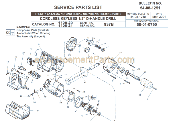 Milwaukee 1108-20 (SER 937B) Cordless Drill / Driver Page A Diagram