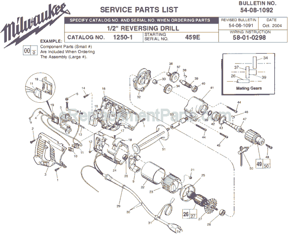 Milwaukee 1250-1 (SER 459E) Electric Drill / Driver Page A Diagram