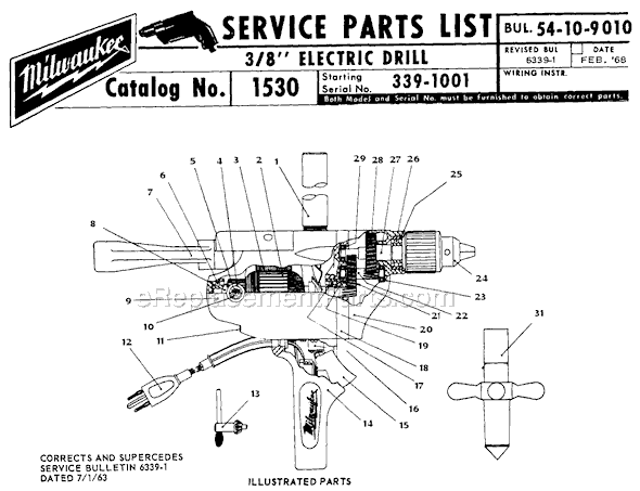Milwaukee 1530 (SER 339-1001) 3/8" Electric Drill Page A Diagram