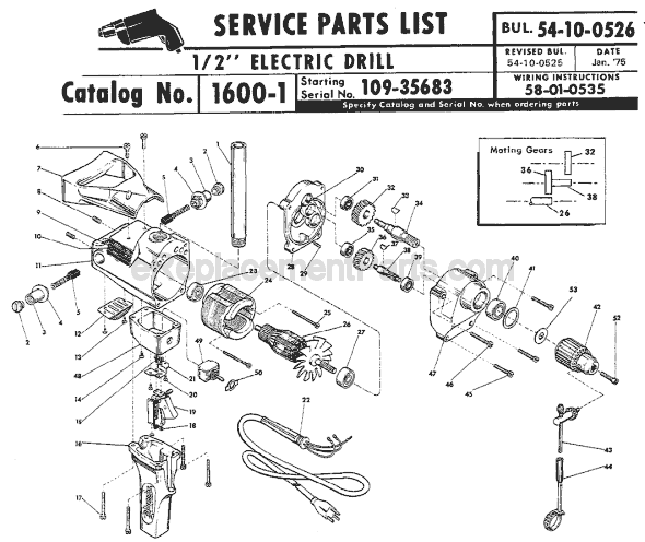 Milwaukee 1600-1 (SER 109-35683) Electric Drill / Driver Page A Diagram
