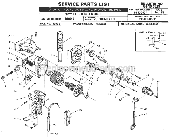 Milwaukee 1600-1 (SER 109-90001) Electric Drill / Driver Page A Diagram