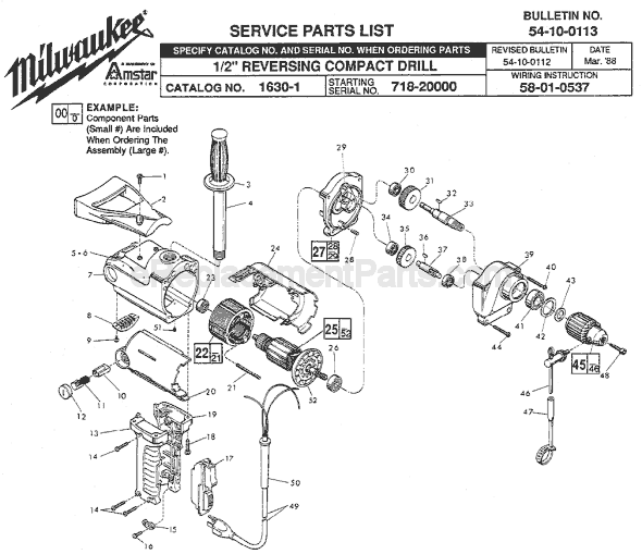 Milwaukee 1630-1 (SER 718-20000) Electric Drill / Driver Page A Diagram