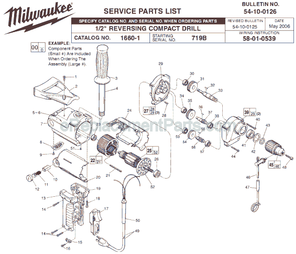 Milwaukee 1660-1 (SER 719B) Electric Drill / Driver Page A Diagram