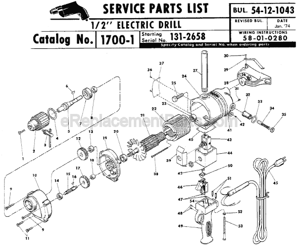 Milwaukee 1700-1 (SER 131-2658) Electric Drill / Driver Page A Diagram