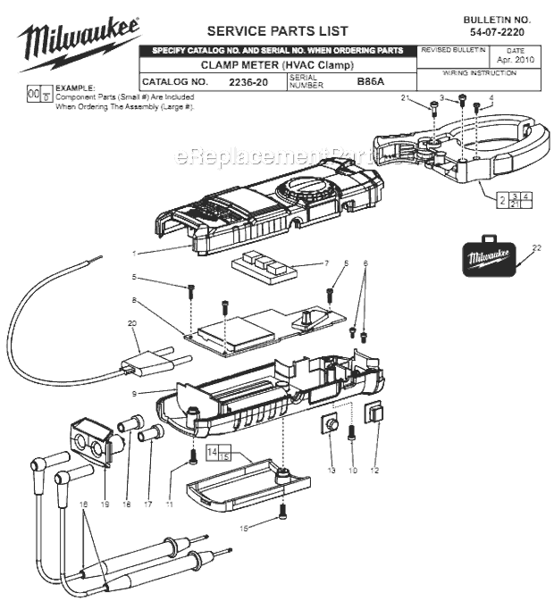 Milwaukee 2236-20 (B86A) Clamp Meter (Hvac Clamp) Page A Diagram