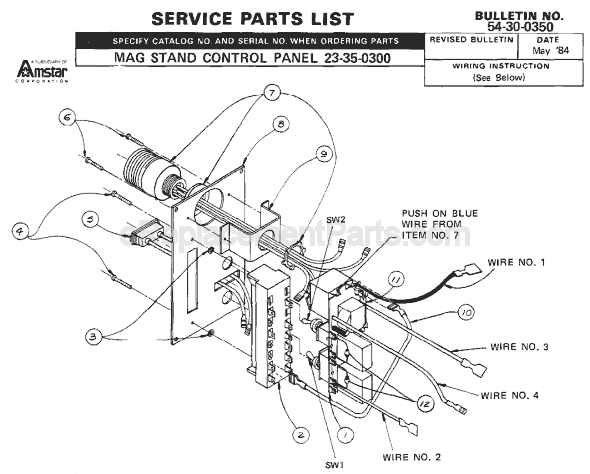 Milwaukee 23-35-0300 Mag Stand Control Panel Page A Diagram