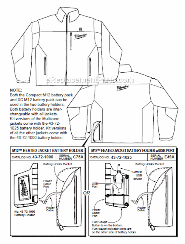 Milwaukee 2339S M12 Heated Jacket Page A Diagram
