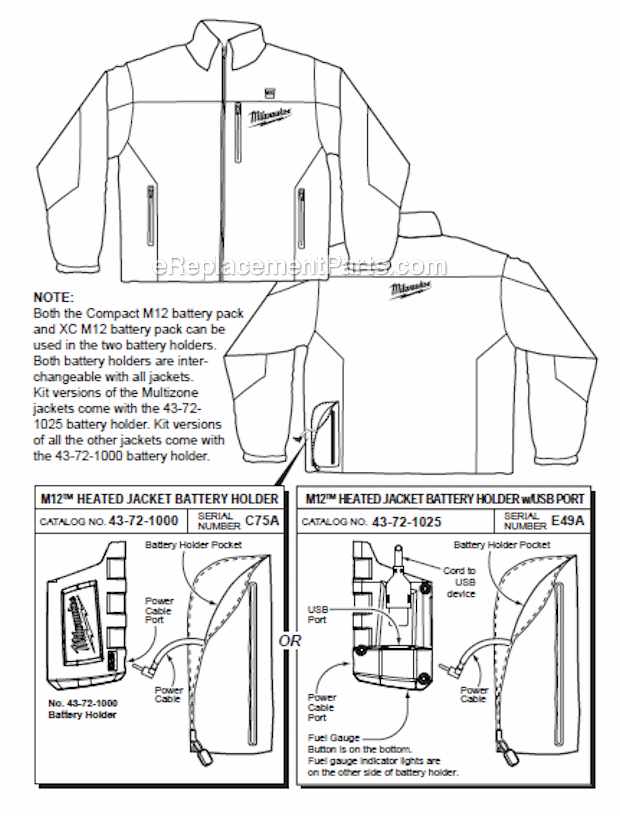 Milwaukee 2339XL M12 Heated Jacket Page A Diagram