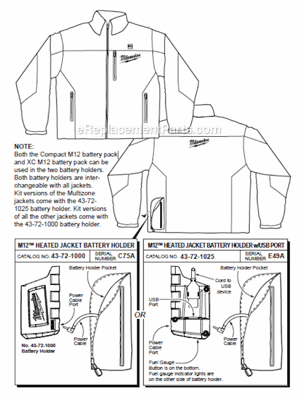 Milwaukee 2340L M12 Heated Jacket Page A Diagram