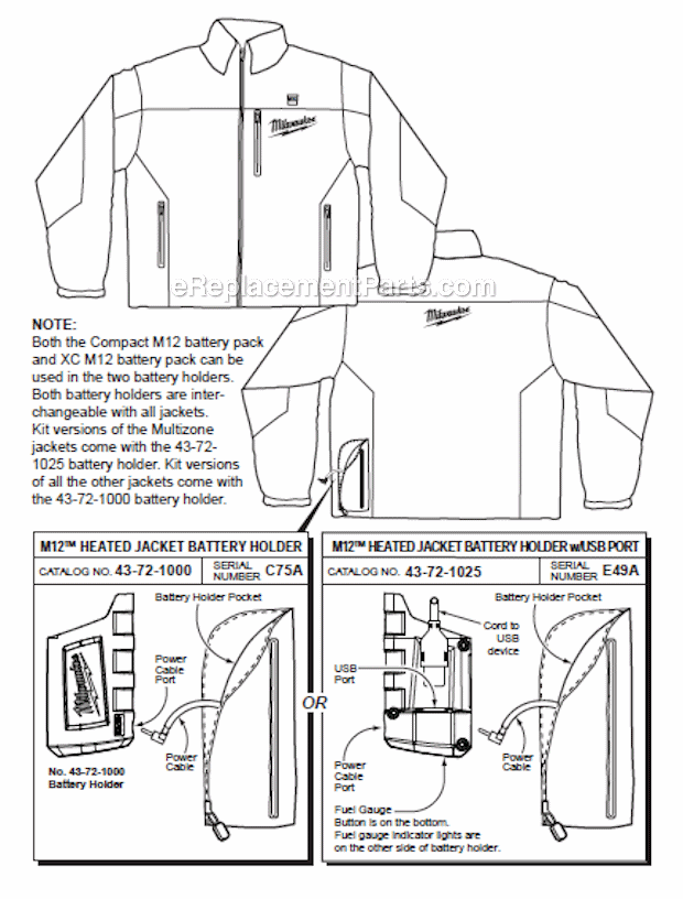 Milwaukee 2340XL M12 Heated Jacket Page A Diagram