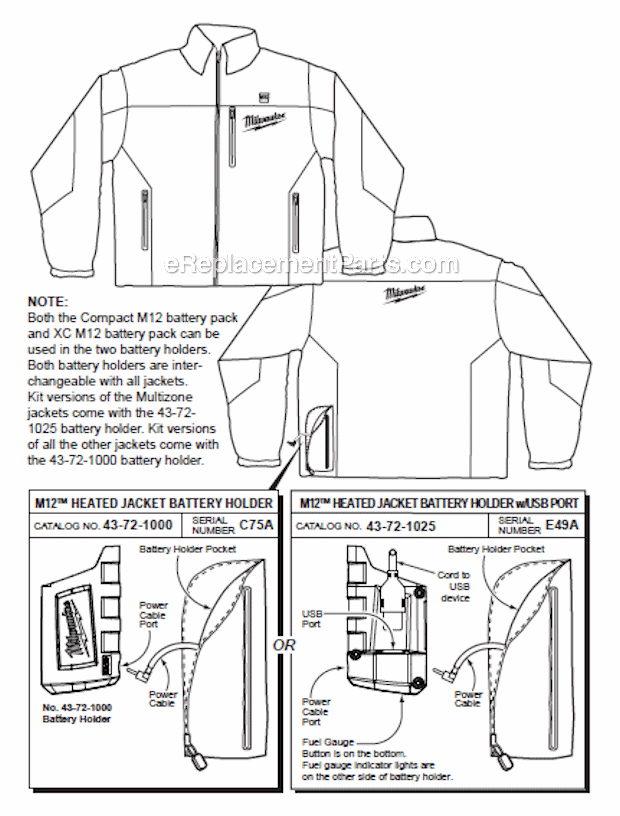 Milwaukee 23422X M12 Heated Jacket Page A Diagram
