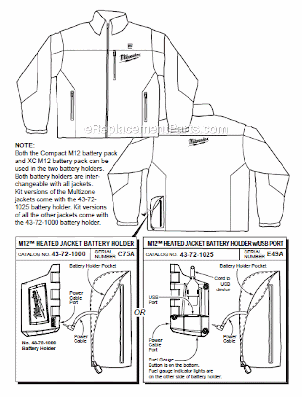 Milwaukee 2344L M12 Heated Jacket Page A Diagram