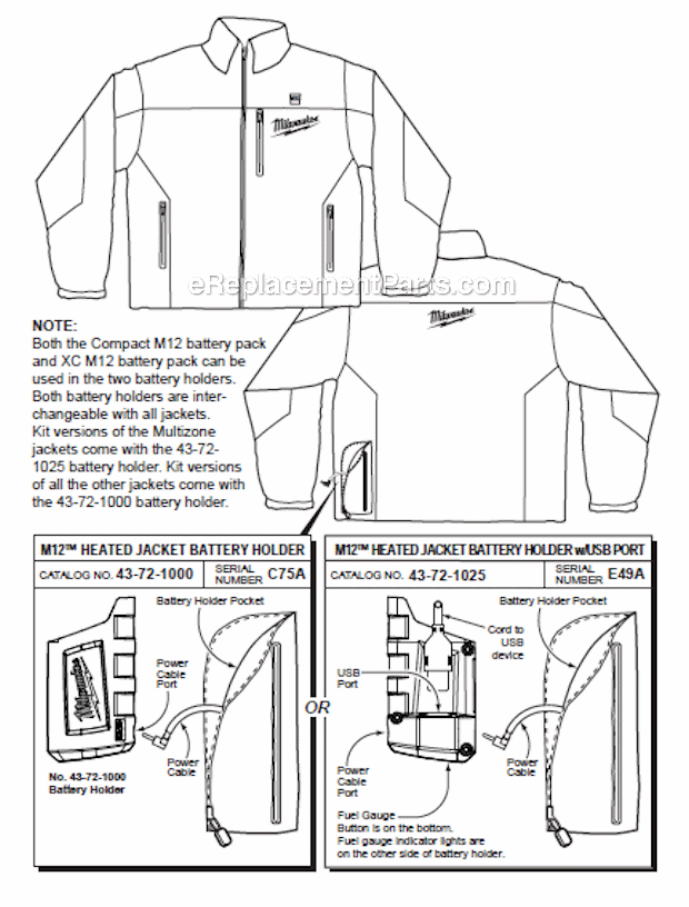 Milwaukee 2344S M12 Heated Jacket Page A Diagram