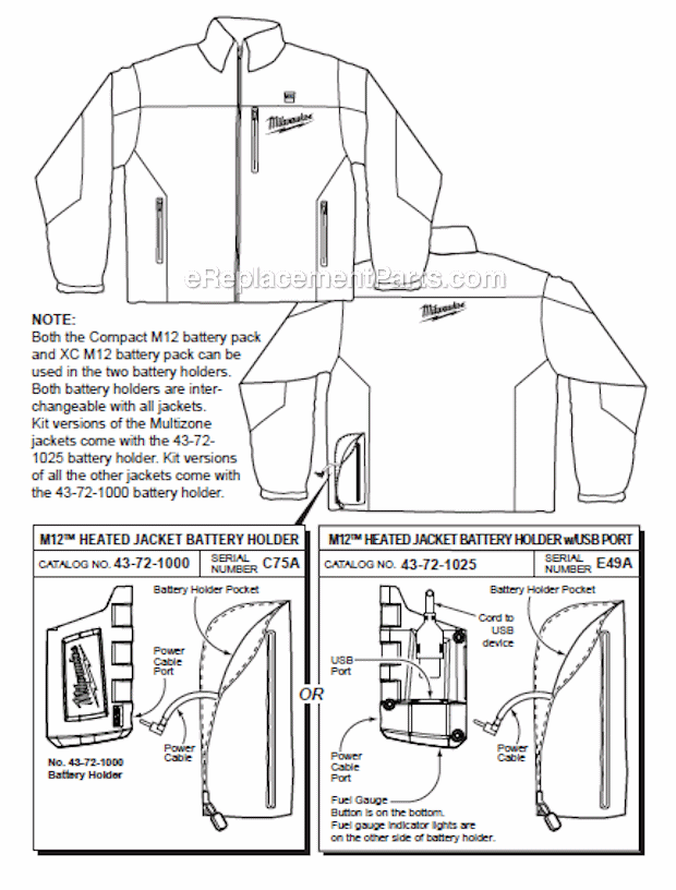 Milwaukee 2344XL M12 Heated Jacket Page A Diagram