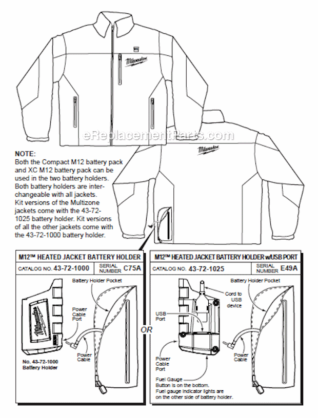 Milwaukee 2346XL M12 Heated Jacket Page A Diagram