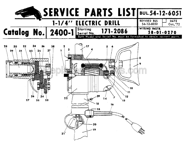 Milwaukee 2400-1 (SER 171-2086) Electric Drill / Driver Page A Diagram