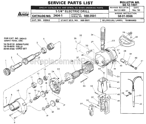 Milwaukee 2404-1 (SER 568-3501) Electric Drill / Driver Page A Diagram