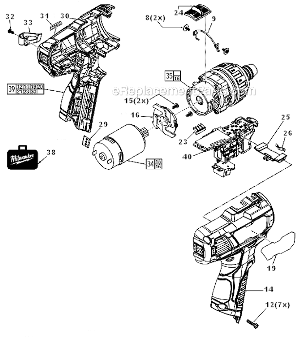 Milwaukee 2406-22 Cordless M12 2 Speed Screw-Driver Page A Diagram