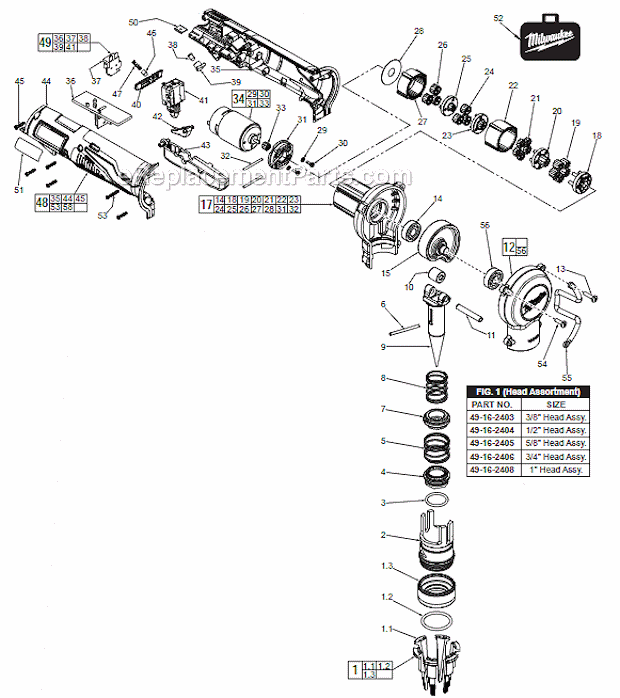 Milwaukee 2432-22 12 Volt PEX Expander Page A Diagram