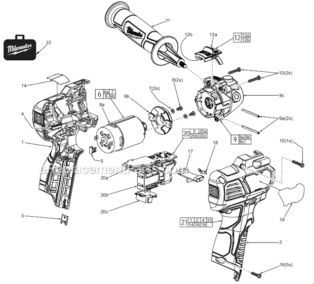 Milwaukee 2438-20 Cordless M12 Variable Speed Spot Polisher Page A Diagram