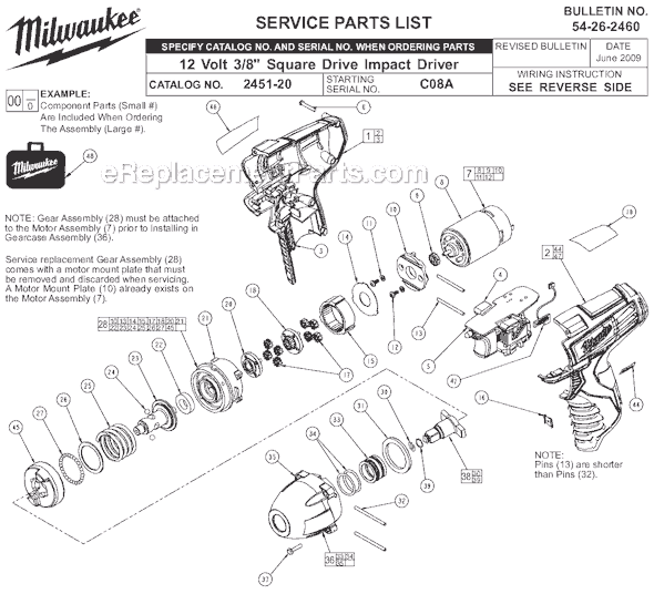Milwaukee 2451-20 (SER C08A) Impact Wrench Page A Diagram