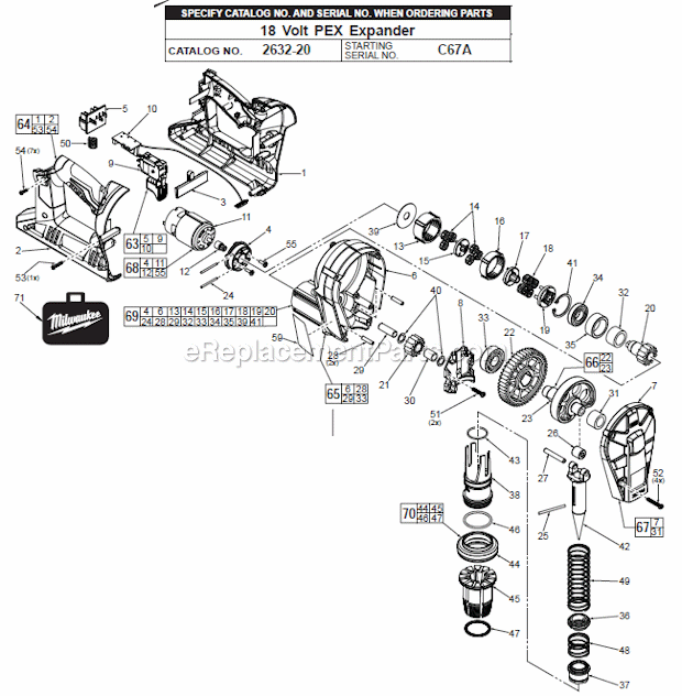 Milwaukee 2632-20 (C67A) 18 Volt PEX Expander Page A Diagram
