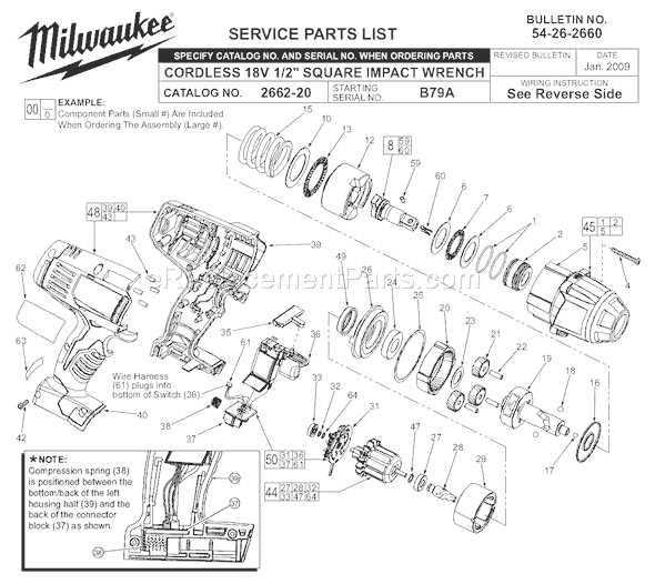 Milwaukee 2662-20 (SER B79A) Impact Wrench Page A Diagram