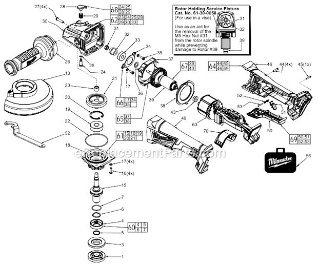 Milwaukee 2780-22 M18 Fuel Angle Grinder with Paddle Switch and Lock-Off Page A Diagram